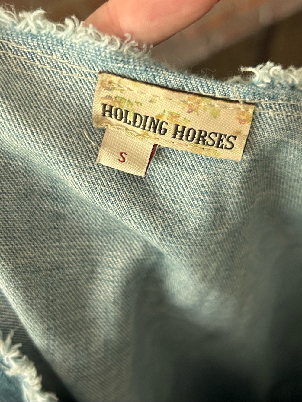 Anthropologie Holding Horses Floral Embroidered Denim Dress Sz S - Picture 8 of 8